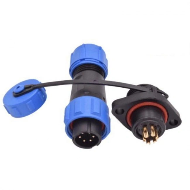 SD13 6 Pin 13mm Su Geçirmez Konnektör Takımı - Flanşlı Panel Tipi