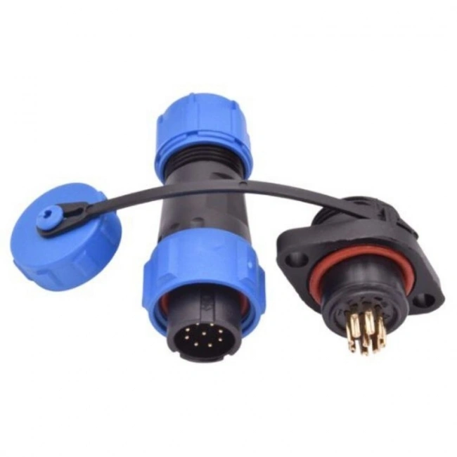 SD13 9 Pin 13mm Su Geçirmez Konnektör Takımı - Flanşlı Panel Tipi