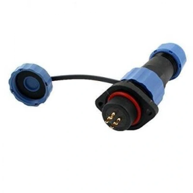 SD16 4 Pin 16mm Su Geçirmez Konnektör Takımı - Flanşlı Panel Tipi