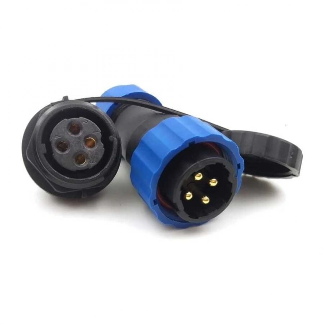 SD20 4 Pin 20mm Su Geçirmez Konnektör Takımı - Panel Tipi