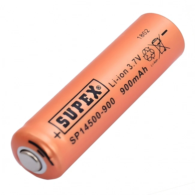 Supex 14500 3.7V 900mAh Li-ion Şarjlı Pil (Başlı)