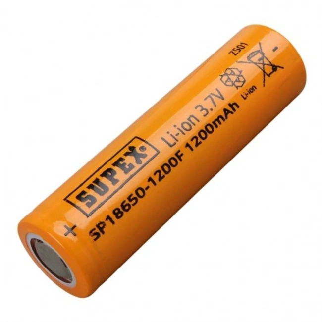 Supex 18650 3.7V 1200mAh Li-ion Pil (Başsız)