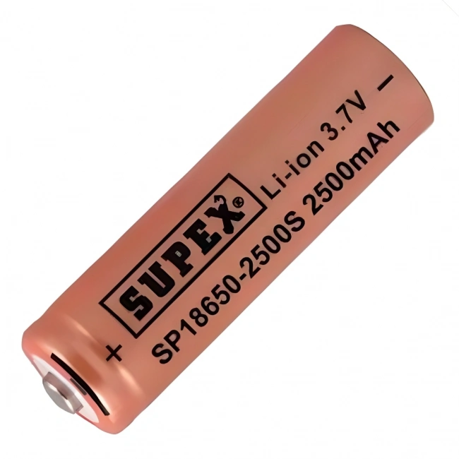 Supex 18650 3.7V 2500mAh Li-ion Şarjlı Pil (Başlı)