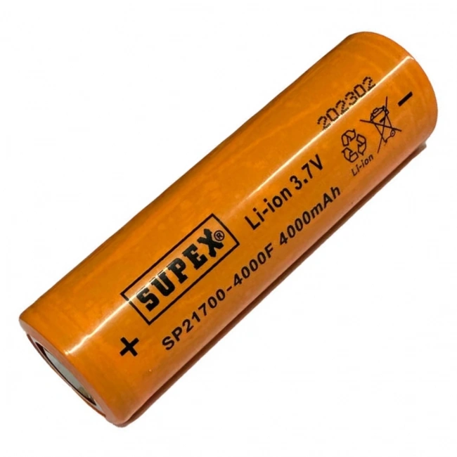 Supex 21700 3.7V 4000mAh Li-ion Şarjlı Pil (Başsız)