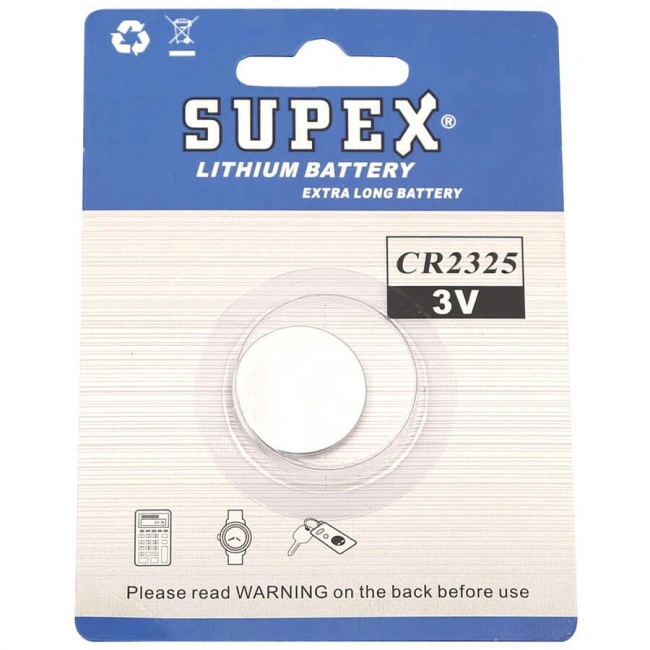 Supex CR2325 3V Lityum Düğme Pil Tekli Kart
