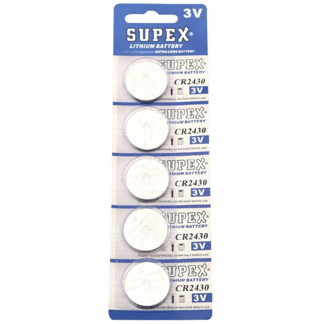 Supex CR2430 3V Lityum Düğme Pil 5li Kart