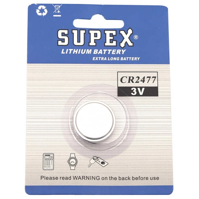 Supex CR2477 3V Lityum Düğme Pil Tekli Kart