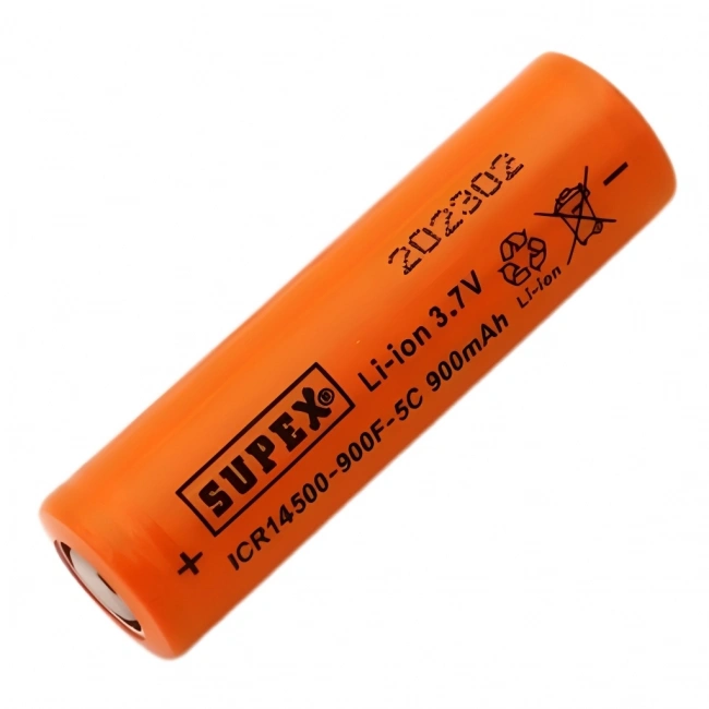 Supex ICR14500 3.7V 900mAh Li-ion Şarjlı Pil 5C Deşarj Akımı (Başsız)