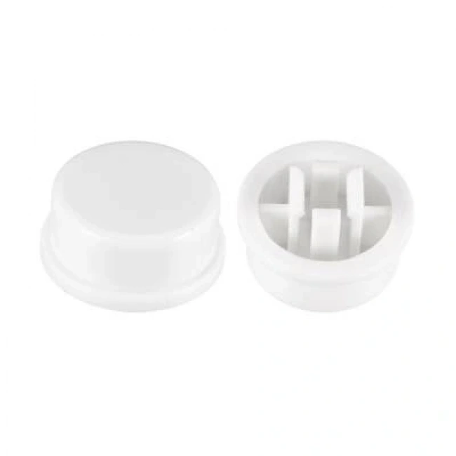 Tact Switch Kapağı Yuvarlak Beyaz - 12x12x7.3mm ile Uyumlu