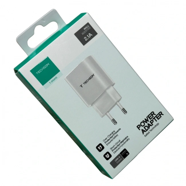 TECHSON 2.1A 5V USB Tekli Şarj Adaptörü Şarj Başlığı S10A10
