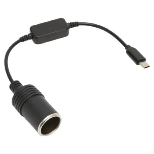 Type-C 5V - 12V Dişi Araç Çakmak Soketi Dönüştürücü - 30cm Kablolu