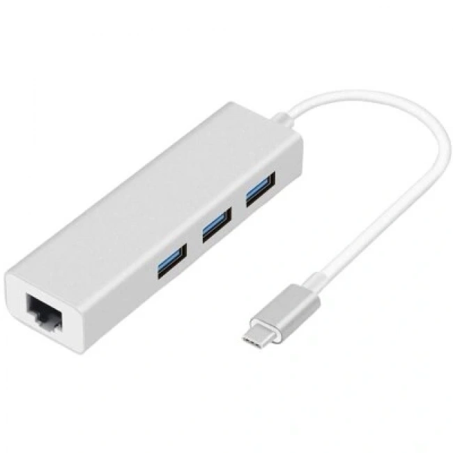 Type-C Hub 3 Port USB 3.0 Çoklayıcı + 1000 Mpbs Ethernet Çevirici