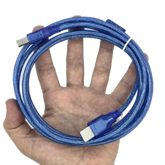 USB 2.0B Filtreli Yazıcı Tarayıcı Ara Kablosu Mavi 3m