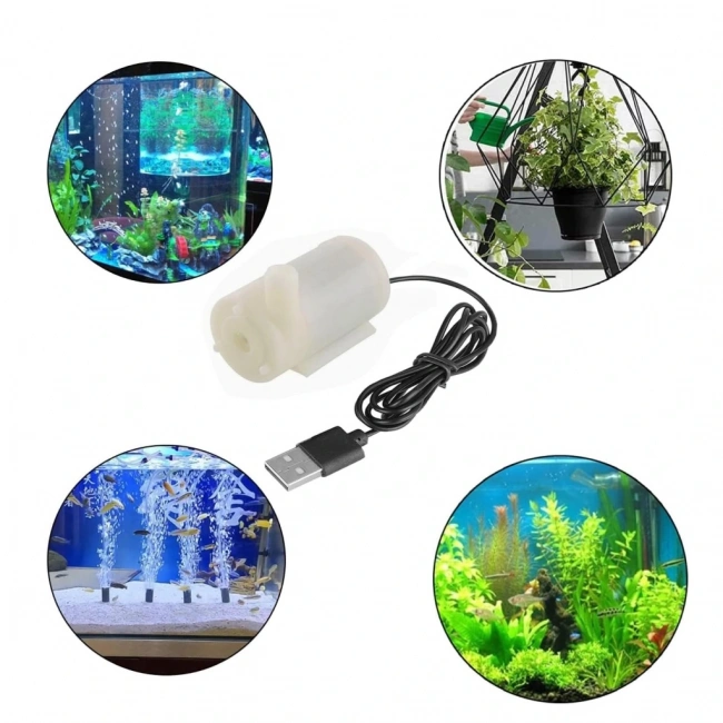 USB Girişli Mini Dalgıç Su Pompası 5V Akvaryum Pompası Yatay