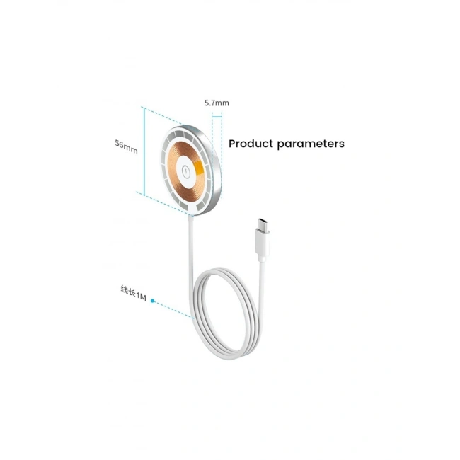 W2 2in1 Transparan 15W Wireless USB-A+C Girişli Kablosuz Şarj Aleti