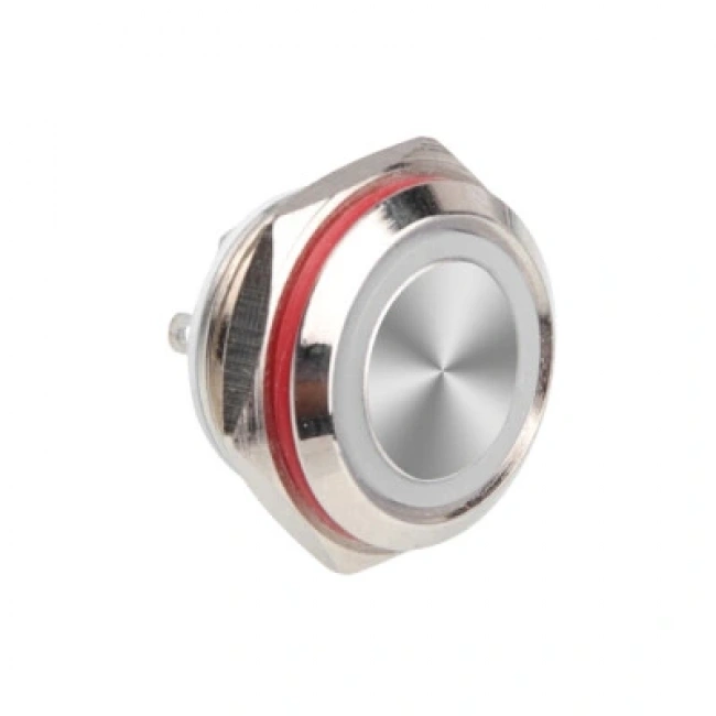 WD16C1-Pin-P1-E 16mm Düz Yaylı Işıklı Metal Buton - Beyaz