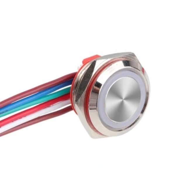 WD16C1-Wired-P1-E 16mm Düz Yaylı RGB Işıklı Metal Buton - Kablolu
