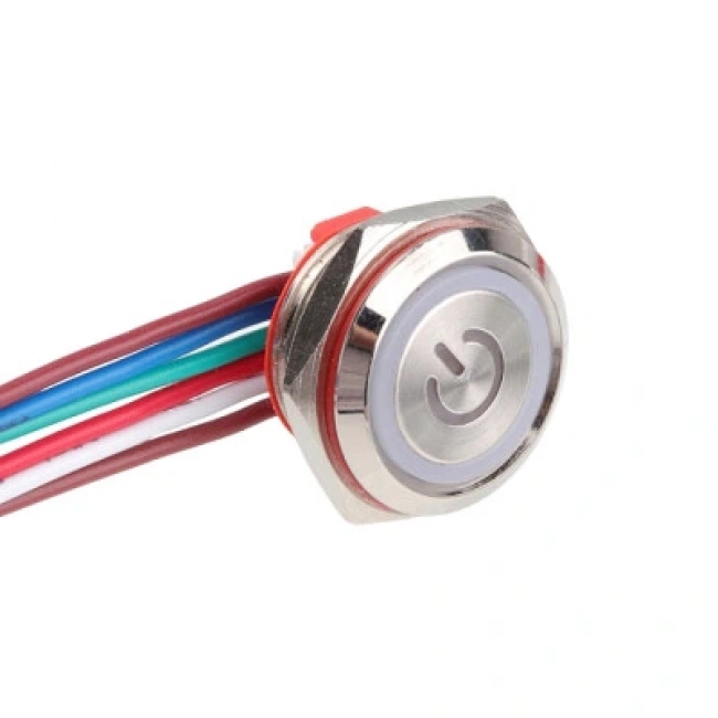 WD16C1-Wired-P1-EC 16mm Düz Yaylı RGB Işıklı Metal Buton - Kablolu