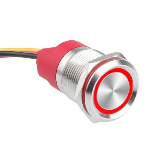 WD19T-P2-E 19mm Dokunmatik Touch Metal Buton - Kırmızı