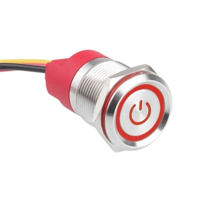 WD19T-P2-EC 19mm Dokunmatik Touch Metal Buton - Kırmızı