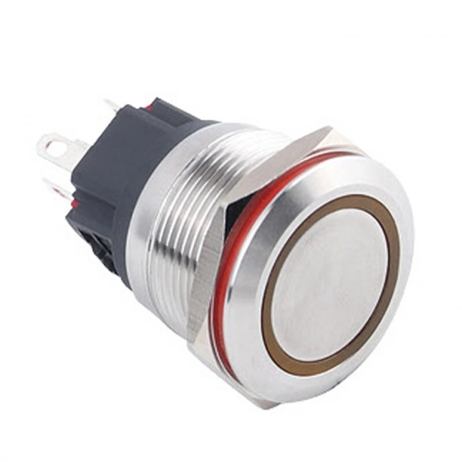 WD22B-P1Z-E 22mm Düz Anahtarlı Işıklı Metal Buton - Sarı