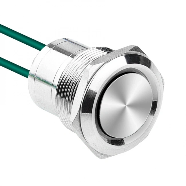 WD22D1-P2-E 22mm Düz Yaylı Kablolu Metal Buton