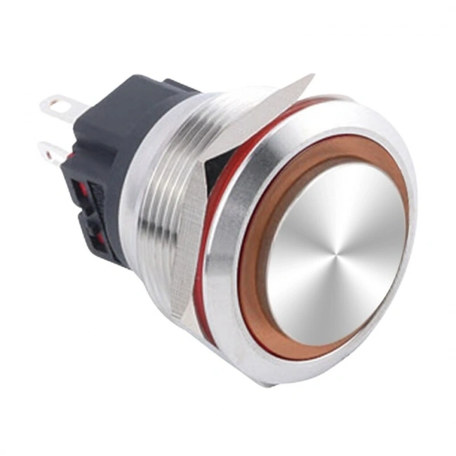 WD25B-G1-E 25mm Çıkık Yaylı Işıklı Metal Buton - Sarı