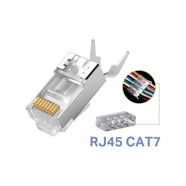 Yeni Nesil CAT7 EZ RJ45 Delikli Metal Jak Konnektör