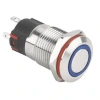 WD12A-P1Z-E 12mm Düz Anahtarlı Işıklı Metal Buton - Mavi