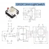 12x12mm Kırmızı Led Işıklı Tact Switch