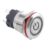 19A-P1Z-EC 19mm Düz Anahtarlı Işıklı Power Metal Buton - Beyaz