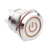 WD19H-P1-EC 19mm Düz Yaylı Işıklı Power Metal Buton - Sarı