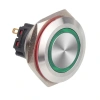 WD28B-P1-E 28mm Düz Yaylı Işıklı Metal Buton - Yeşil