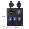 3lü ON-OFF Işıklı Anahtar Switch Panel 2x5V USB ve Çakmaklık Çıkışlı