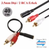 3.5mm Stereo Dişi 2 x RCA Erkek (M) Ses Kablosu