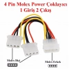 4 Pin Erkek 2 Port Dişi Molex Power Çoklayıcı Güç Kablosu