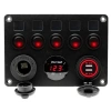 5li ON-OFF Kırmızı Nokta Işıklı Anahtar Switch Panel 2x5V USB Çakmaklık ve Voltaj Göstergeli