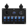 6lı ON-OFF Işıklı Anahtar Switch Panel 2x5V USB Çakmaklık ve Voltaj Göstergeli