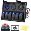 6lı ON-OFF Işıklı Anahtar Switch Panel 2x5V USB Çakmaklık ve Voltaj Göstergeli