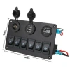 6lı ON-OFF Mavi Işıklı Anahtar Switch Panel 2x5V USB Çakmaklık ve Voltaj Göstergeli