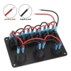 6lı ON-OFF Mavi Işıklı Anahtar Switch Panel 2x5V USB Çakmaklık ve Voltaj Göstergeli