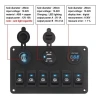 6lı ON-OFF Mavi Işıklı Anahtar Switch Panel 2x5V USB Çakmaklık ve Voltaj Göstergeli