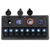 8li ON-OFF Mavi Işıklı Anahtar Panel 2x5V USB 2xÇakmaklık ve Voltaj Göstergeli