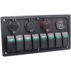 8li ON-OFF Yeşil Işıklı Anahtar Panel 2x5V USB 2xÇakmaklık ve Voltaj Göstergeli