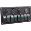 8li ON-OFF Yeşil Işıklı Anahtar Panel 2x5V USB 2xÇakmaklık ve Voltaj Göstergeli