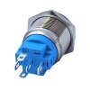 E57 19mm Metal Buton Yaylı 12-24V Mavi LED 1NO/1NC