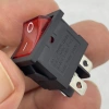 IC-119 Mini Işıklı Anahtar 4P Siyah + Kırmızı Işık