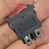 IC-119 Mini Işıklı Anahtar 4P Siyah + Kırmızı Işık