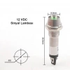 IC-225 8mm Sinyal Lambası Metal 12V Yeşil