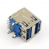 IC-265E İkili USB3.0 Konnektör A Tip Şase Dişi 90° Mavi